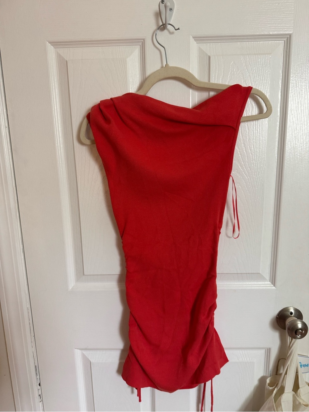 Lioness Coral One-Shoulder Ruched Mini Dress